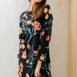 Hutschreuther: Classic Kleid Langarm, Blumenprint